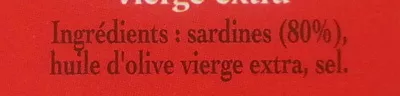 Lista de ingredientes del producto Sardines à l'Ancienne, à l'Huile d'Olive vierge extra Connétable 165 g (3 x 55 g)