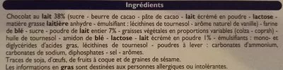 Lista de ingredientes del producto P'tit Sacripant barres chocolat au lait, fourrage au lait Leader Price 125 g