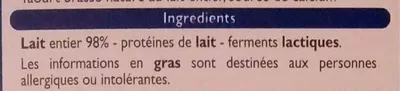 Lista de ingredientes del producto Yaourt Brassé nature (12 pots) Leader Price, DLP (Distribution Leader Price), Groupe Casino 1,5 kg [2 * (6 * 125 g)]