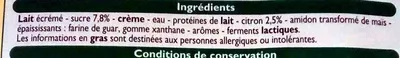 Liste des ingrédients du produit Yaourts Brassés au Citron Leader Price, DLP (Distribution Leader Price), Groupe Casino 500 g (4 * 125 g)