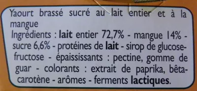 List of product ingredients Yaourts Mangues Leader Price, DLP (Distribution Leader Price), Groupe Casino 300 g (2 x 150 g)