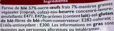 Liste des ingrédients du produit Brioche tranchée pur beurre aux oeufs frais Leader Price 500 g e