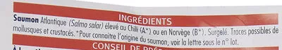 Liste des ingrédients du produit Cubes de Saumon de l'Atlantique La table des pêcheurs 1 kg