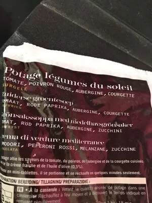 Liste des ingrédients du produit Potage Légumes du soleil Picard 1 kg