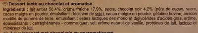 Lista de ingredientes del producto Mousse liégeoise à la crème fraîche Carrefour 320 g  2x(2 x 80 g)