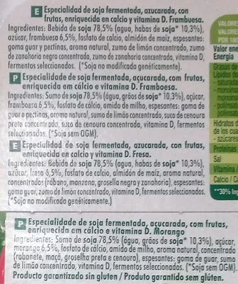 Lista de ingredientes del producto Petit maxi especialidad vegetal de soja Sojasun 360 g (4 x 90 g)