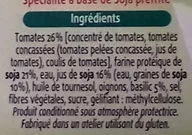 Lista de ingredientes del producto Hamburguesas vegetales de soja de tomate y alhabaca Sojasun 200 g (2 x 100 g)
