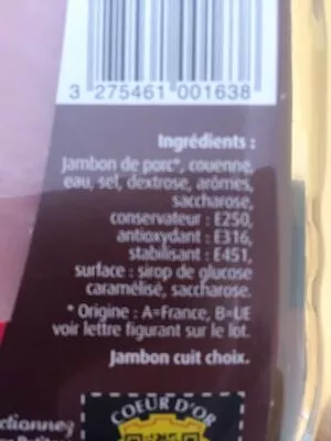 Liste des ingrédients du produit Jambon braisé Petitgas 