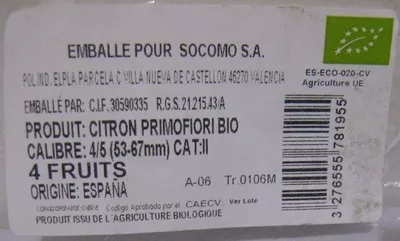 Lista de ingredientes del producto 4 Citrons bio AgriBio AgriBio 4 fruits