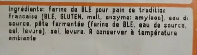 List of product ingredients Pain pavé tranché 500 g Label Rouge Carrefour 500 g