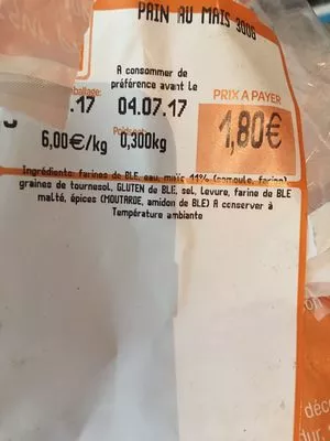 List of product ingredients Pain au maïs Carrefour 300 g