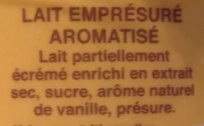 List of product ingredients L'emprésuré Saveur Vanille Malo 4 x 125 g