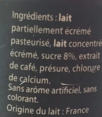 Liste des ingrédients du produit Yaourt au café emprésuré Malo 4x125g