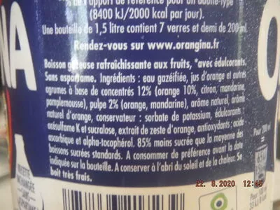 Liste des ingrédients du produit Orangina Zéro Orangina 1,5 L