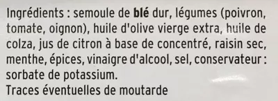 Liste des ingrédients du produit Mon Taboulé Oriental à l'Huile d'Olive Vierge Extra Pierre Martinet 500 g