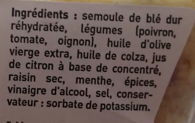 Liste des ingrédients du produit Mon Taboulé Oriental à l'Huile d'Olive Vierge Extra  Pierre Martinet 300 g