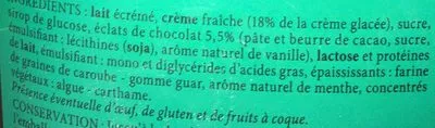 List of product ingredients Menthe & Eclats De Chocolats Thiriet 530g