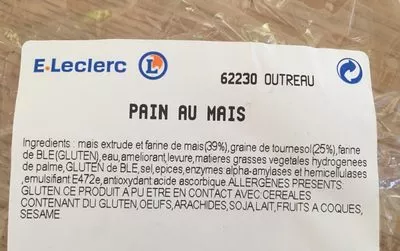List of product ingredients Pain au mais  