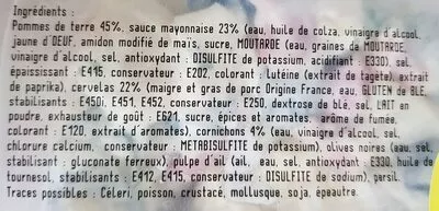 List of product ingredients Salade piemontaise cervelas  