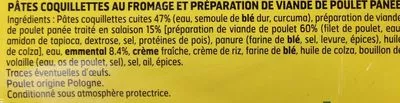 List of product ingredients Mini nuggets de poulet et coquillettes au fromage Fleury Michon 