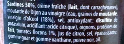 Lista de ingredientes del producto Rillettes de Sardines aux Tomates L'Île Bleue, Les Délices de la Mer, Groupe le Graët 100 g