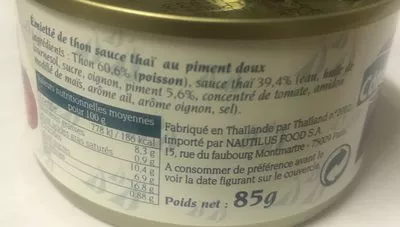 Liste des ingrédients du produit Emietté de thon Côté Mer 85 g