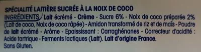 Liste des ingrédients du produit Perle de Lait Coco en Fins Éclats Yoplait 1 kg (8 * 125 g)