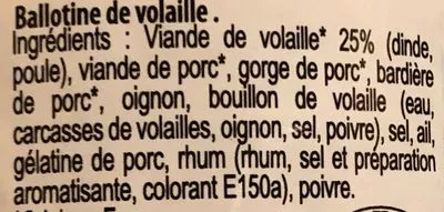 Liste des ingrédients du produit Paté de la Fermière "Ma mère Élyse" Lucien Georgelin 220 g