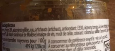 Lista de ingredientes del producto Délice de Poivrons à Tartiner Lucien Georgelin 100 g