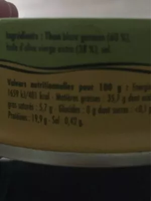 Liste des ingrédients du produit Emietté de thon La Belle-Iloise 
