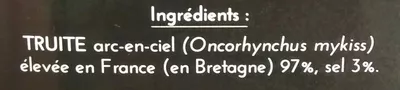 List of product ingredients Truite fumée élevée en mer Guyader 60 g (x 2)