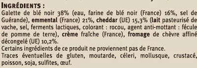 Lista de ingredientes del producto Galette garnie 3 fromages U Saveurs,  U 195 g