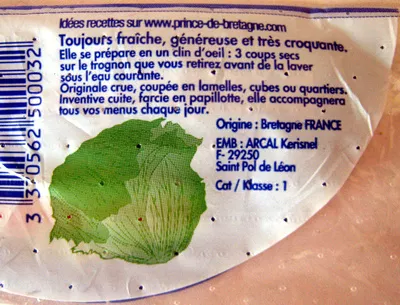 List of product ingredients Salade Iceberg Prince de Bretagne Cat. 1 Prince de Bretagne 1 pièce