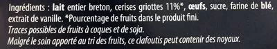 List of product ingredients Clafoutis Griottes Picard 