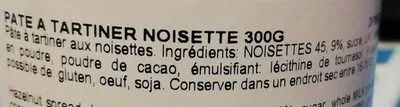 Liste des ingrédients du produit Pâte à tartiner Valrhona 