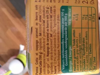 Lista de ingredientes del producto PANNA COTTA NAPPEE CARAMEL BEURRE SALE Bonneterre 