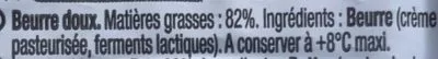 List of product ingredients Le Beurre Moulé Doux (82 % MG) Paysan Breton,  Le Beurre 250 g e
