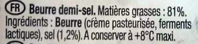 Lista de ingredientes del producto La pointe de sel, beurre moulé Paysan Breton 250 g