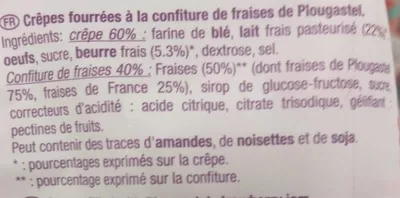 List of product ingredients Crêpes à la Confiture de Fraises de Gariguette Paysan Breton 180 g (6 x 30g)