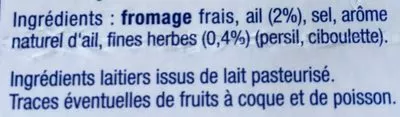Lista de ingredientes del producto Fromage fouetté de Madame Loïk Nature -25% Sel Paysan breton 150 g