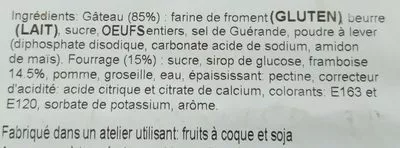 List of product ingredients Gâteau Breton Framboise Crêperie Colas 
