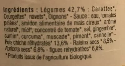 List of product ingredients Tajine aux fruits secs Les Bories 