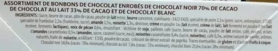 List of product ingredients Chocolats Ganache Pâtissier Chevaliers d'Argouges 155 g