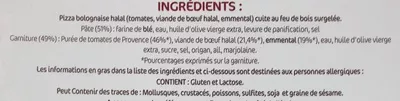 Liste des ingrédients du produit La Pizza Bolognaise halal Sans marqueManosque 400 g