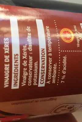 List of product ingredients Vinaigre de xeres Rochambeau 