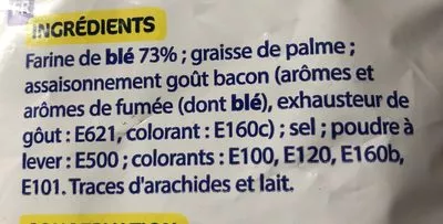 Liste des ingrédients du produit Snacks goût Bacon Eco+ 100 g
