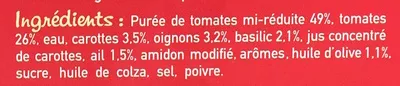 Liste des ingrédients du produit Sauce tomate cuisinée Heinz 320 g (308 ml)