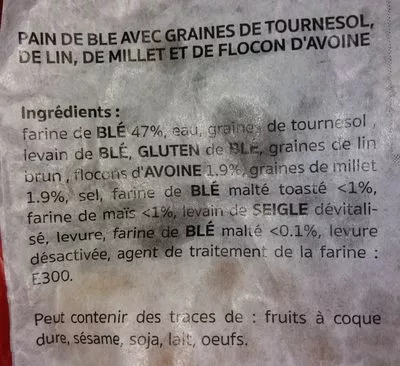 List of product ingredients Le Multicéréales Les pavés du fournil 400 g