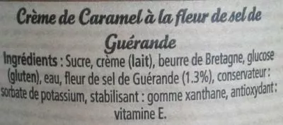 List of product ingredients Crème de caramel à la fleur de sel de Guérande Les 4 saisons 360 g
