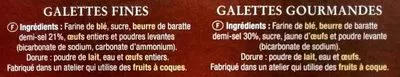 Lista de ingredientes del producto Les Délices de Pont-Aven Assortiment de Galettes Fines & Gourmandes au Beurre Frais de Baratte Isidore Penven 120 g
